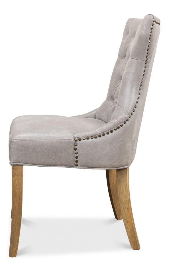 Sophie Side Chair,Gray Leather by Sarreid Ltd - view 3
