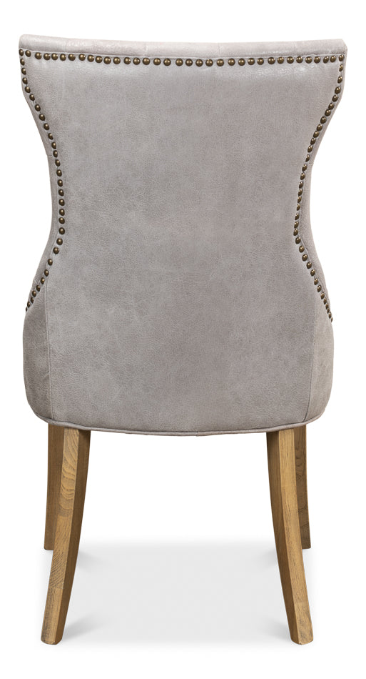 Sophie Side Chair,Gray Leather by Sarreid Ltd - view 4