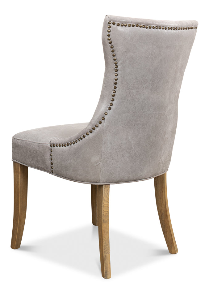 Sophie Side Chair,Gray Leather by Sarreid Ltd - view 5