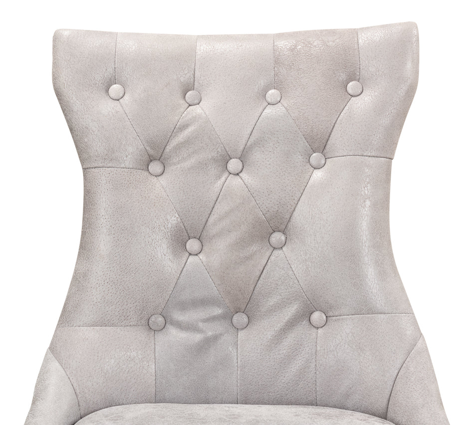 Sophie Side Chair,Gray Leather by Sarreid Ltd - view 7