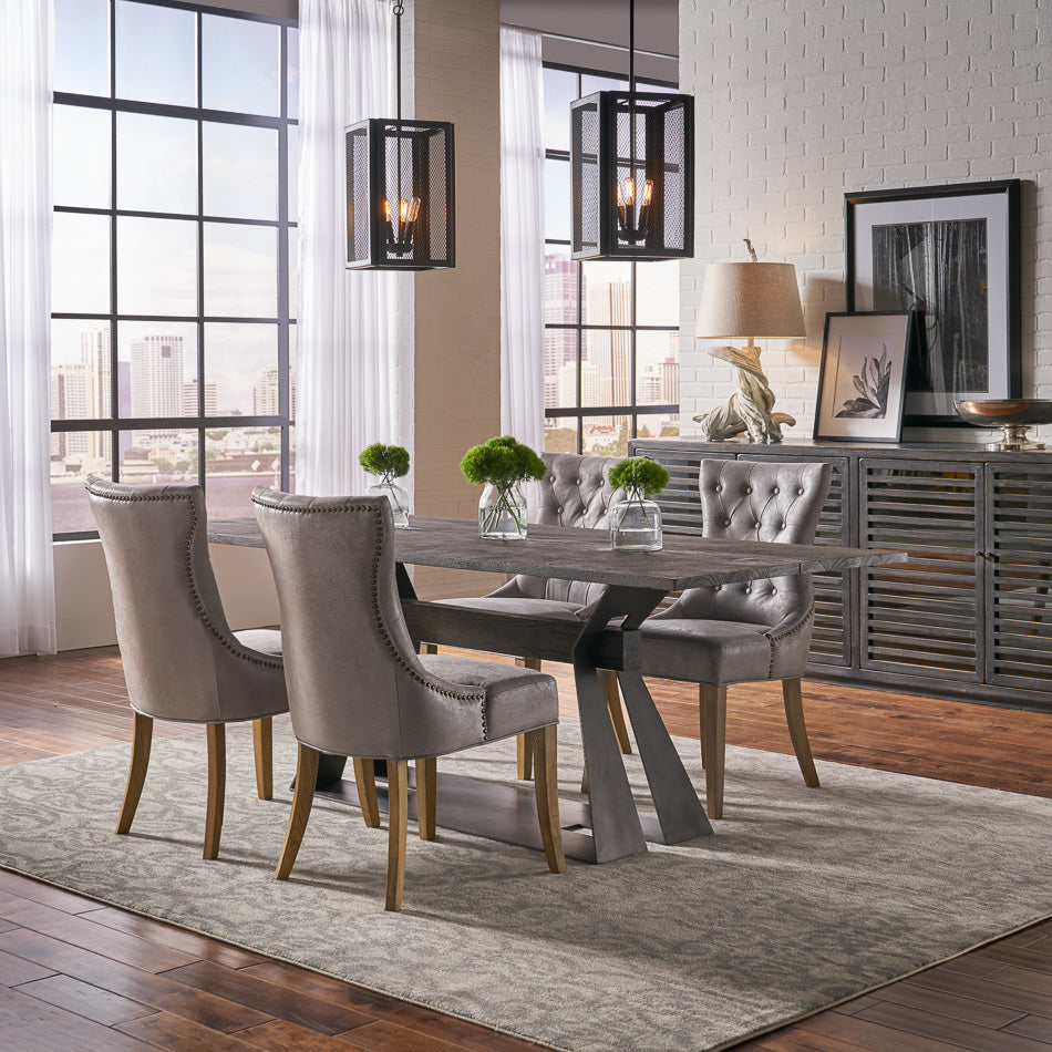 Sophie Side Chair,Gray Leather by Sarreid Ltd - view 8