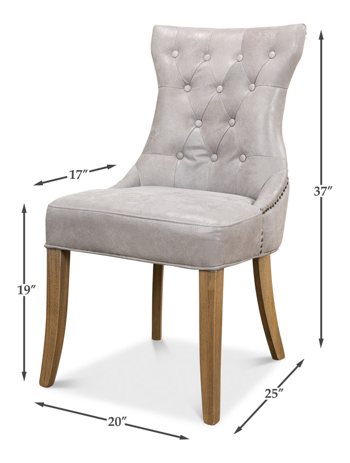 Sophie Side Chair,Gray Leather by Sarreid Ltd - view 6