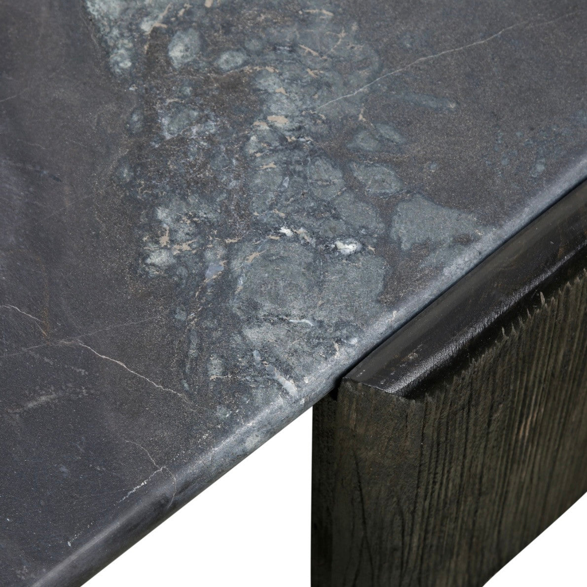 Breton 54" Hexagonal Coffee Table with Lava Marble in Dark Walnut