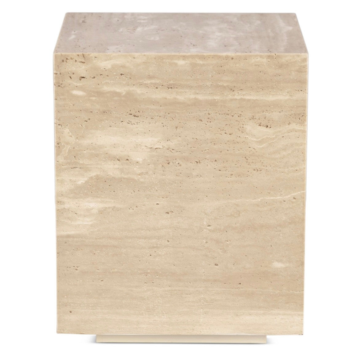 Nile 18" Drum Side Table in Travertine Stone