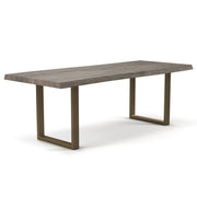 Brooks - Dining Table - U Base - 40" x 92" - Sandblasted Grey Top - Brass Base