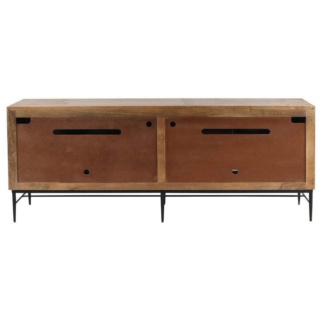 Soloman 80" Sideboard with Bone and Wood Inlay on a Metal Base