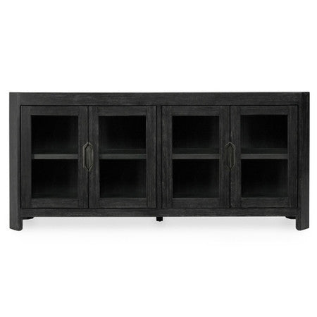 MacArthur 84" Reclaimed Oak 4-Door Cabinet in Antique Black