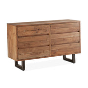 Live Edge Solid Wood & Iron 6-Drawer Dresser 58" - Smoked Acacia