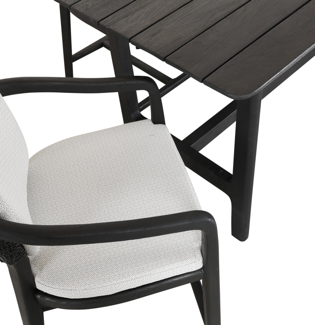 Dawn Teak Wood Outdoor Counter Table in Black 67"
