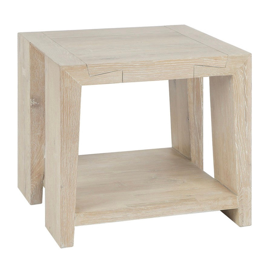 Troy Reclaimed Oak End Table in Aged Cream 24"