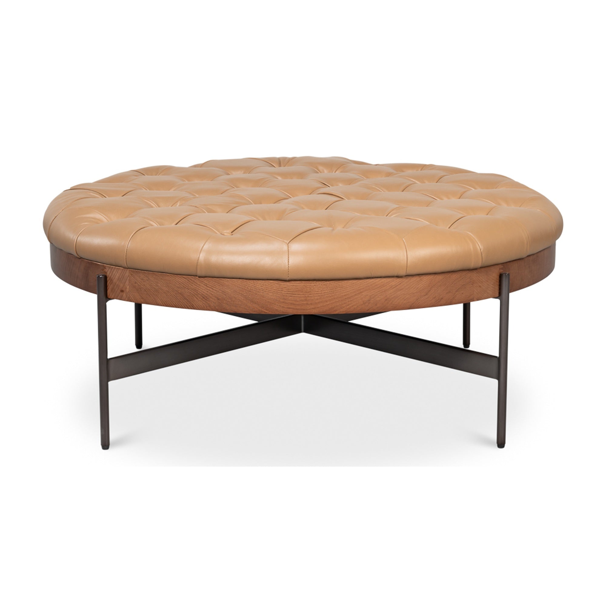 Corbet Cocktail Ottoman, Caramel Brown by Sarreid Ltd