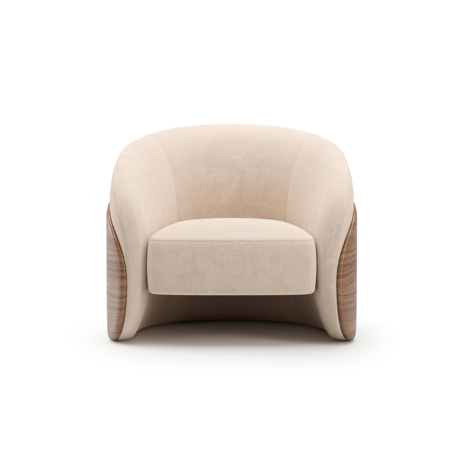 Fleur Wood Back Lounge Chair Porcini 35.25" by Caracole