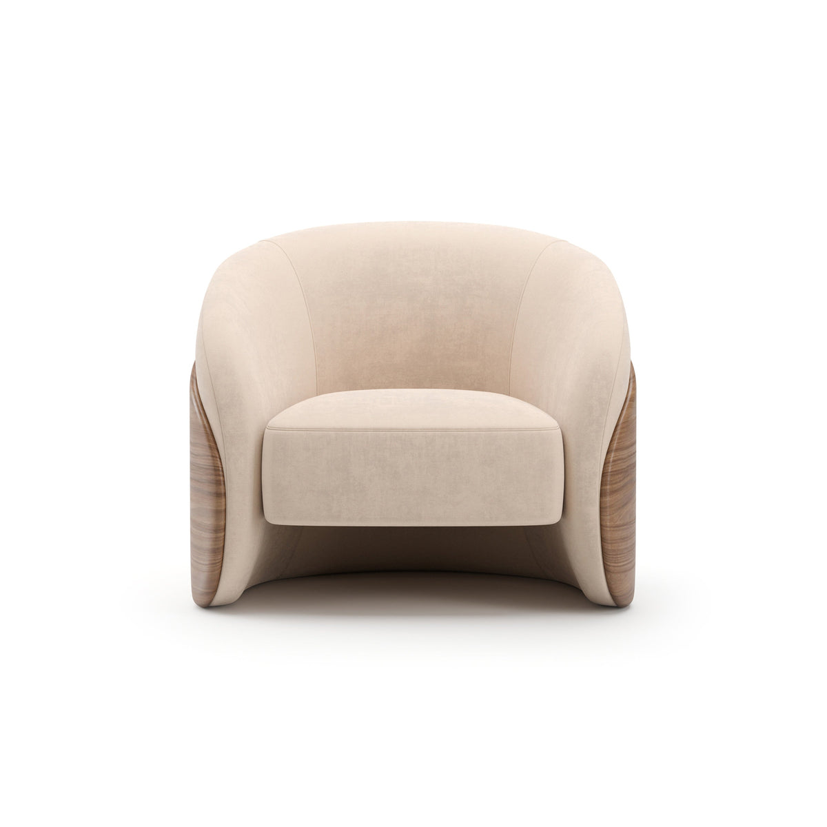 Fleur Wood Back Lounge Chair Porcini 35.25" by Caracole