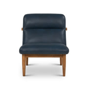 Hudson Leather Accent Chair Dark Oak, Oxford Blue by Urbia - product view