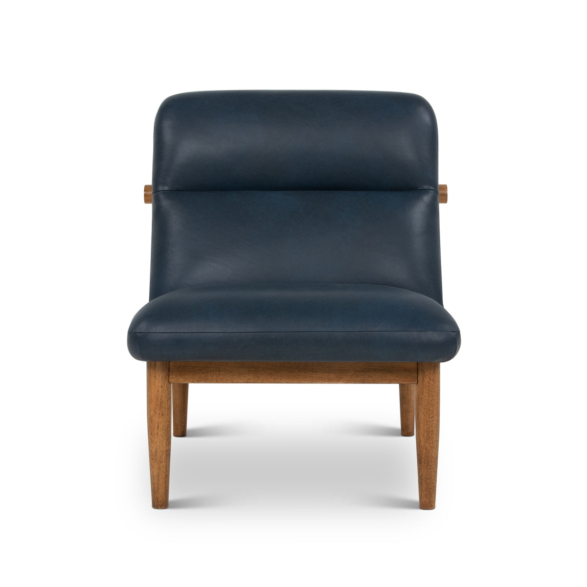 Hudson Leather Accent Chair Dark Oak, Oxford Blue by Urbia - product view