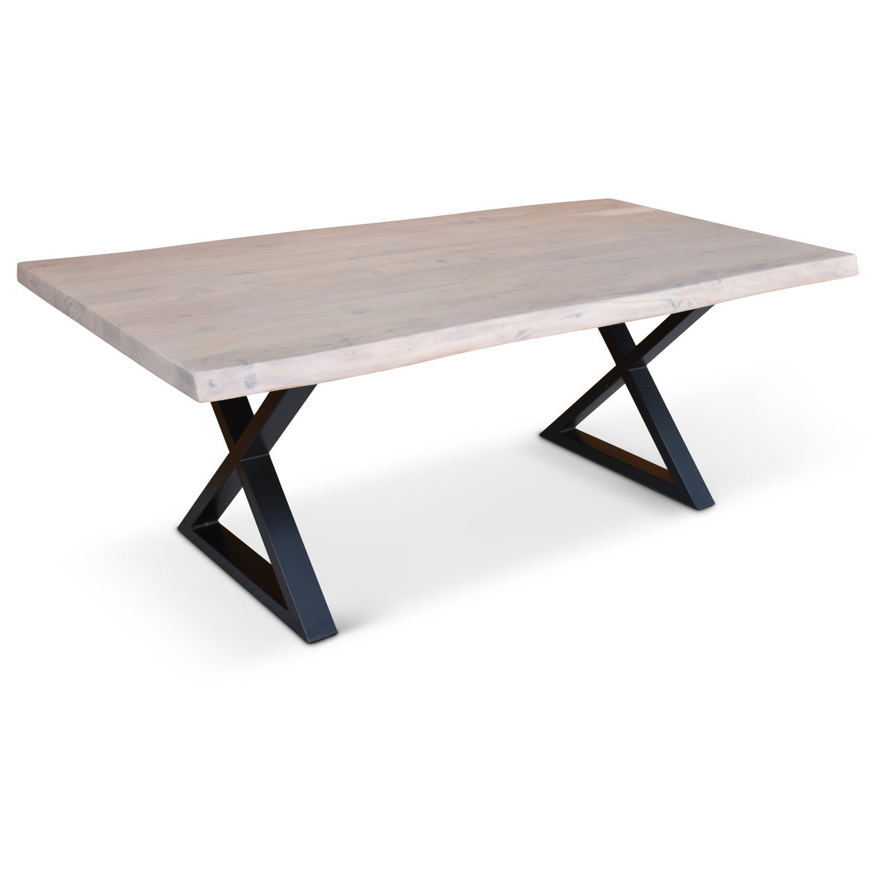 Brooks - Dining Table - X Base - 40" x 92" - White Wash Top - Black Base