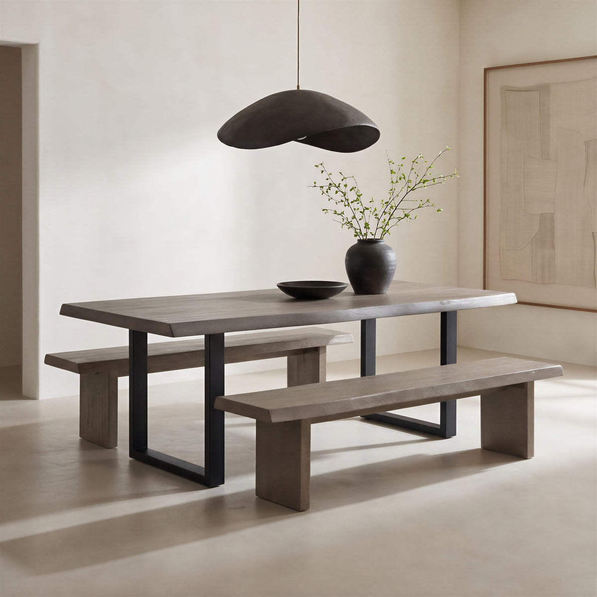 Brooks Dining Table U Base 40" x 92" Sandblasted Grey Top - Black Base by Urbia - detail 4