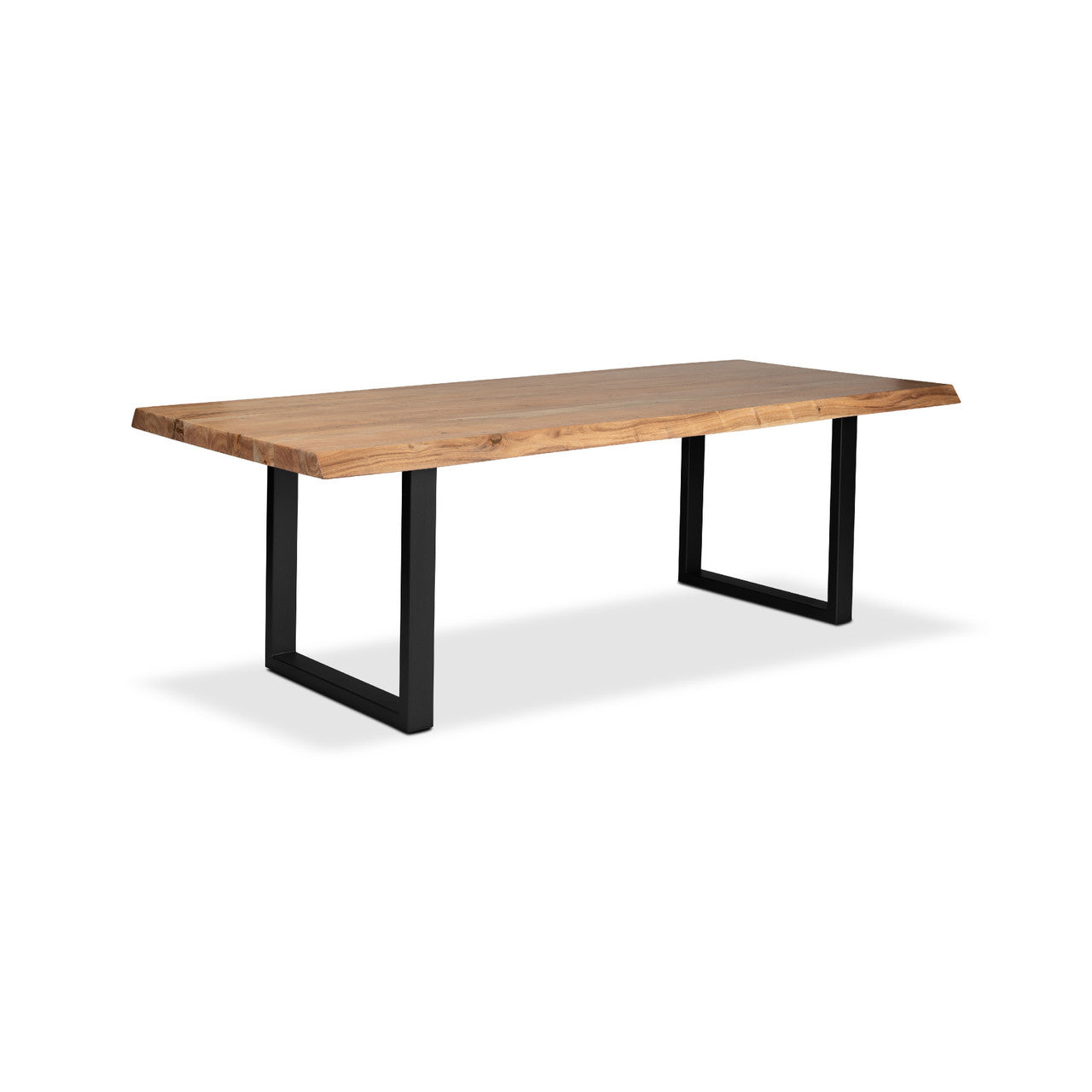 Brooks - Dining Table - U Base - 40" x 92" - Teak Top - Black Base