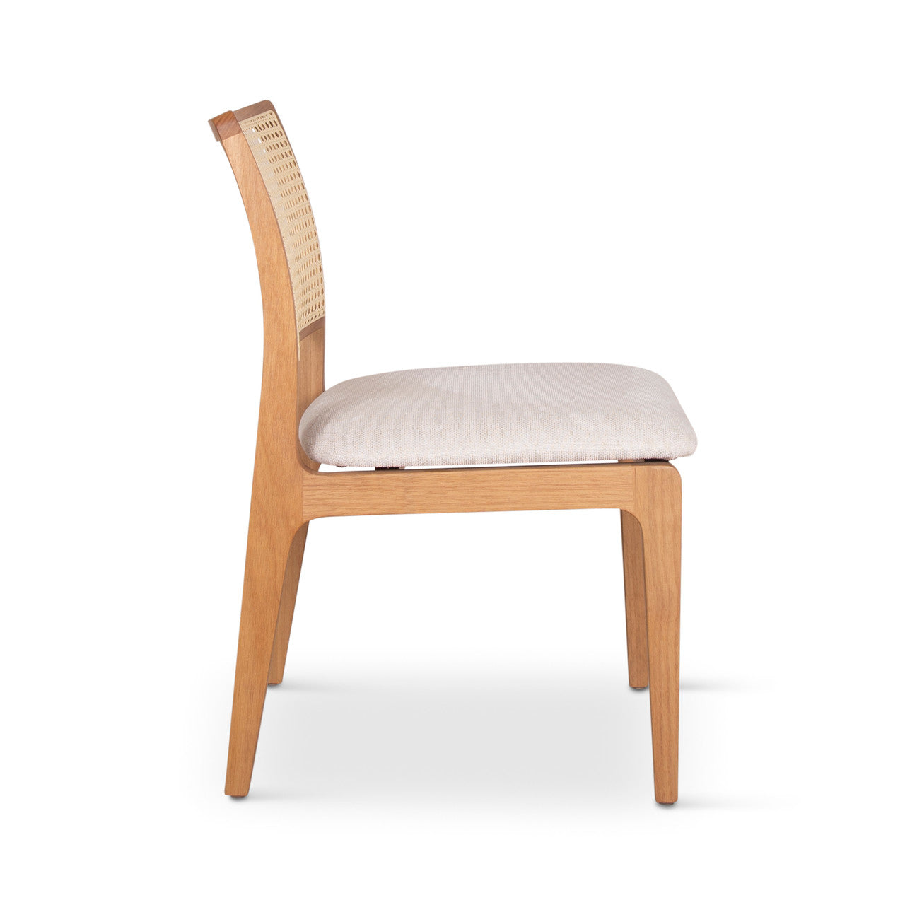 Modern Brazilian - Larissa Side Chair - Harvest Natural Upholstery - Damasco, Natural Frame
