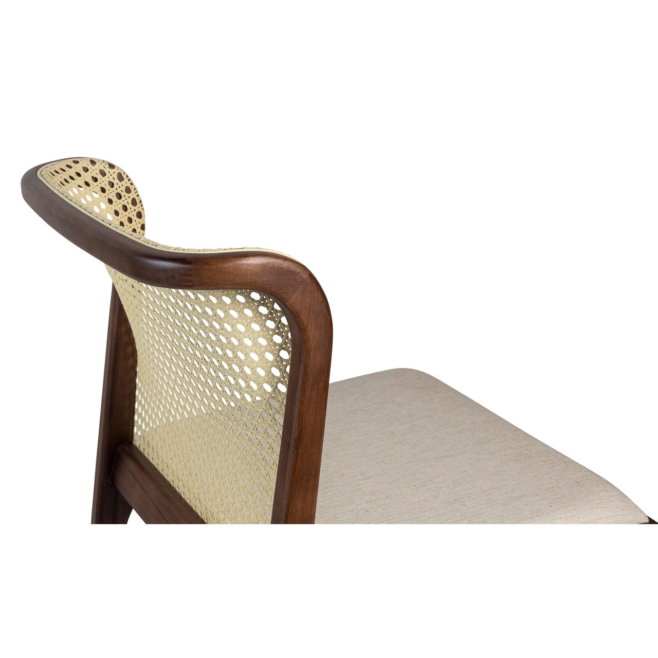 Modern Brazilian - Eloa - Cane Side Chair - Medley Ivory Seat - Nogal Frame - Natural Cane Webbing