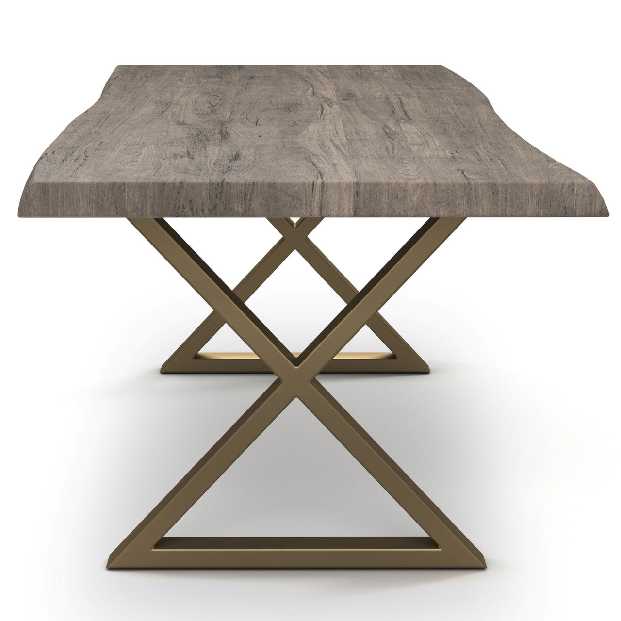 Brooks - Dining Table - X Base - 40" x 92" - Sandblasted Grey Top - Brass Base