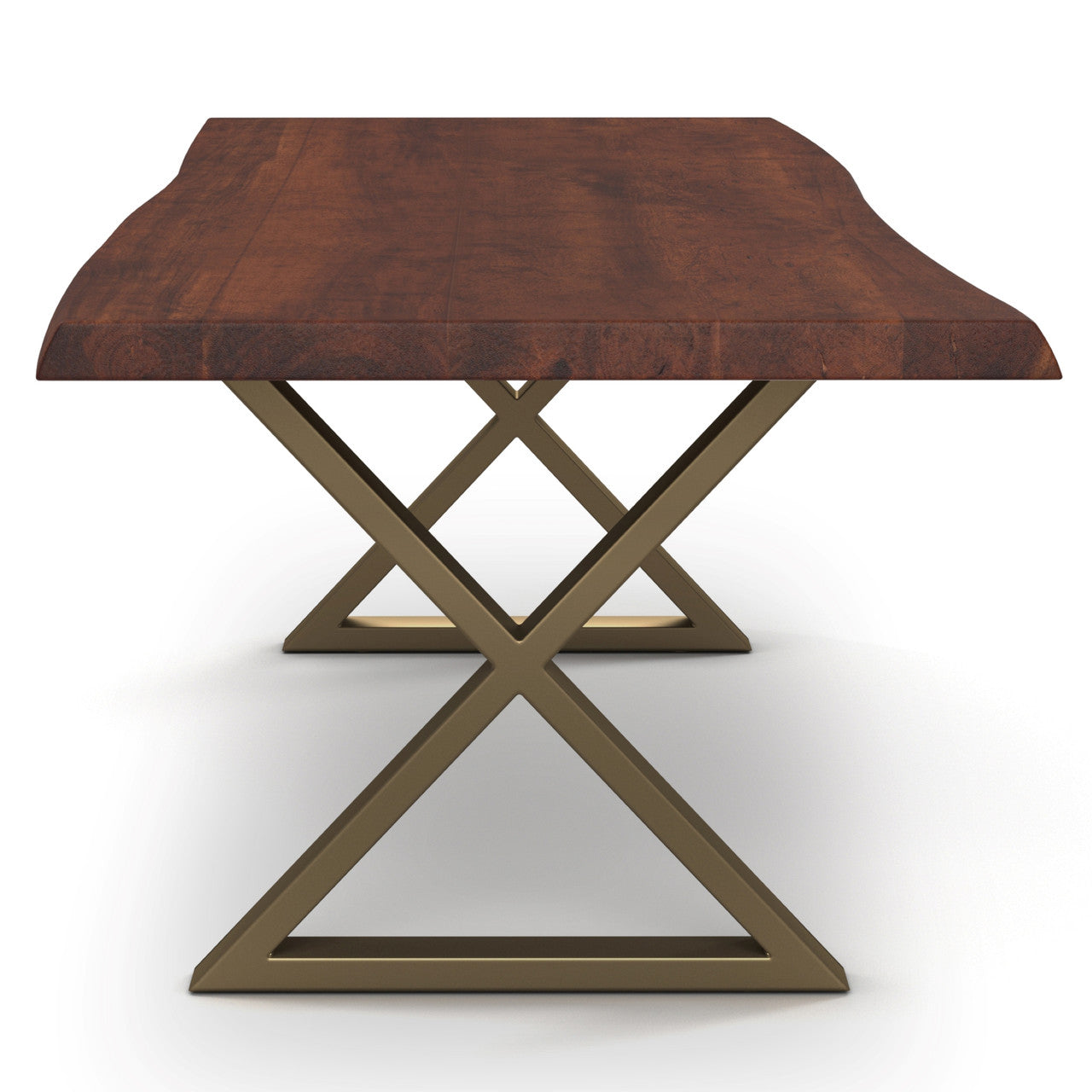 Brooks - Dining Table - X Base - 40" x 79" - Americano Top - Brass Base