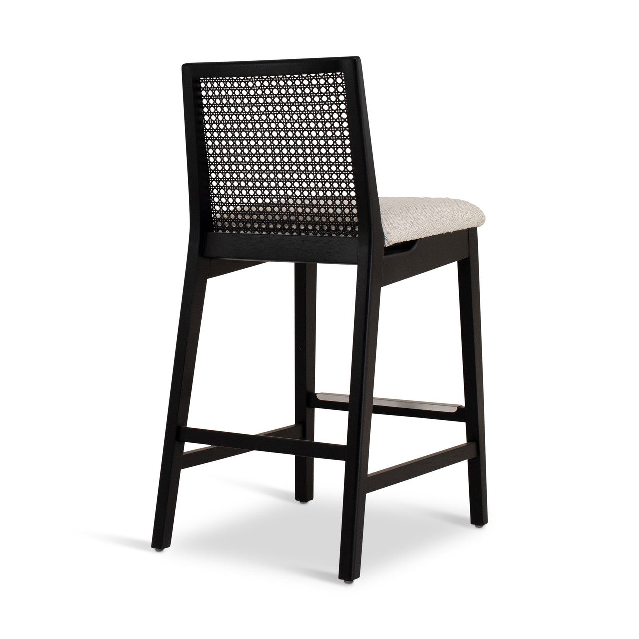 Modern Brazilian - Nardia - Cane Counter Stool - Bouclé Crafted Glaze Seat - Ebano Frame - Ebano Cane Webbing
