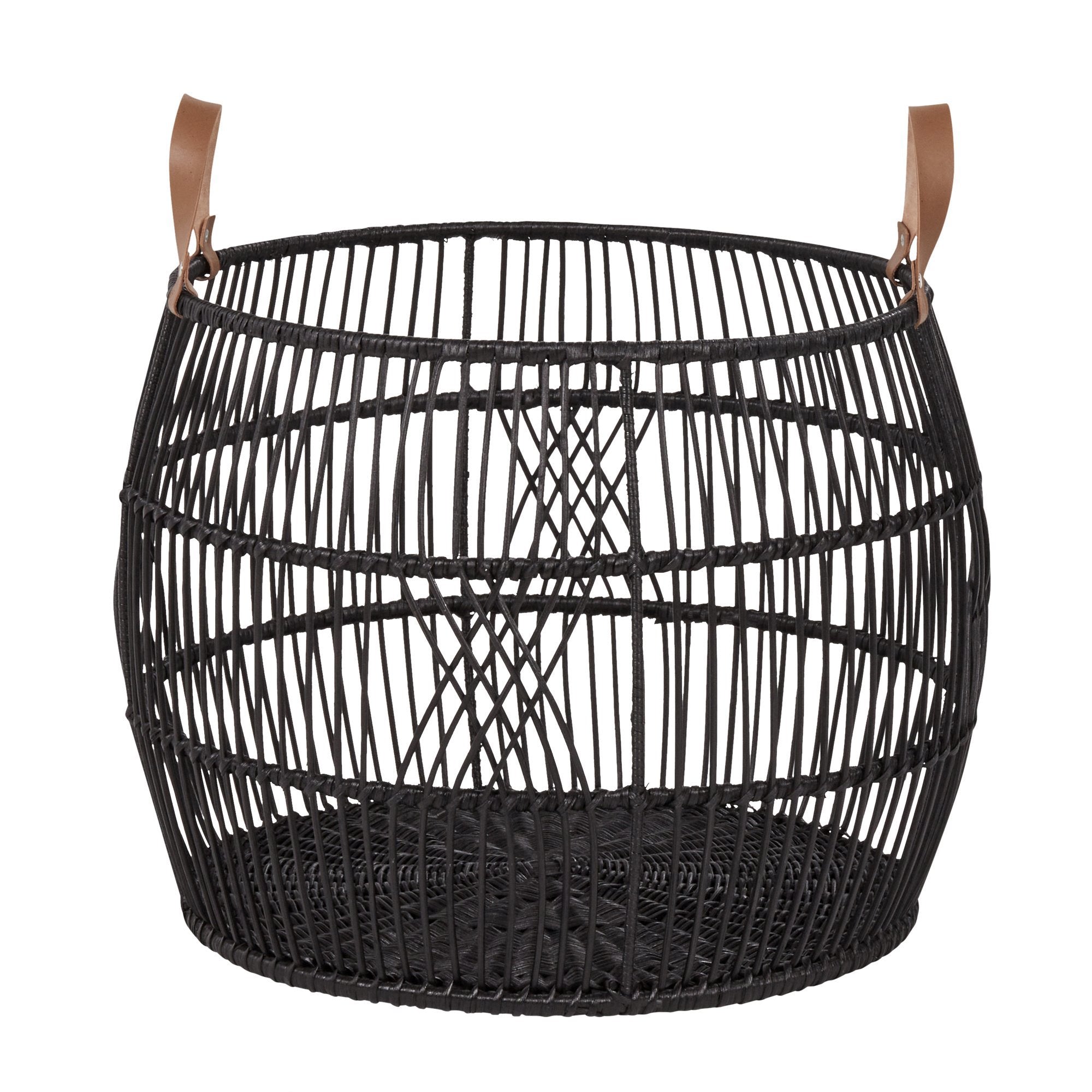 Rattan Iron Basket - Black - Medium