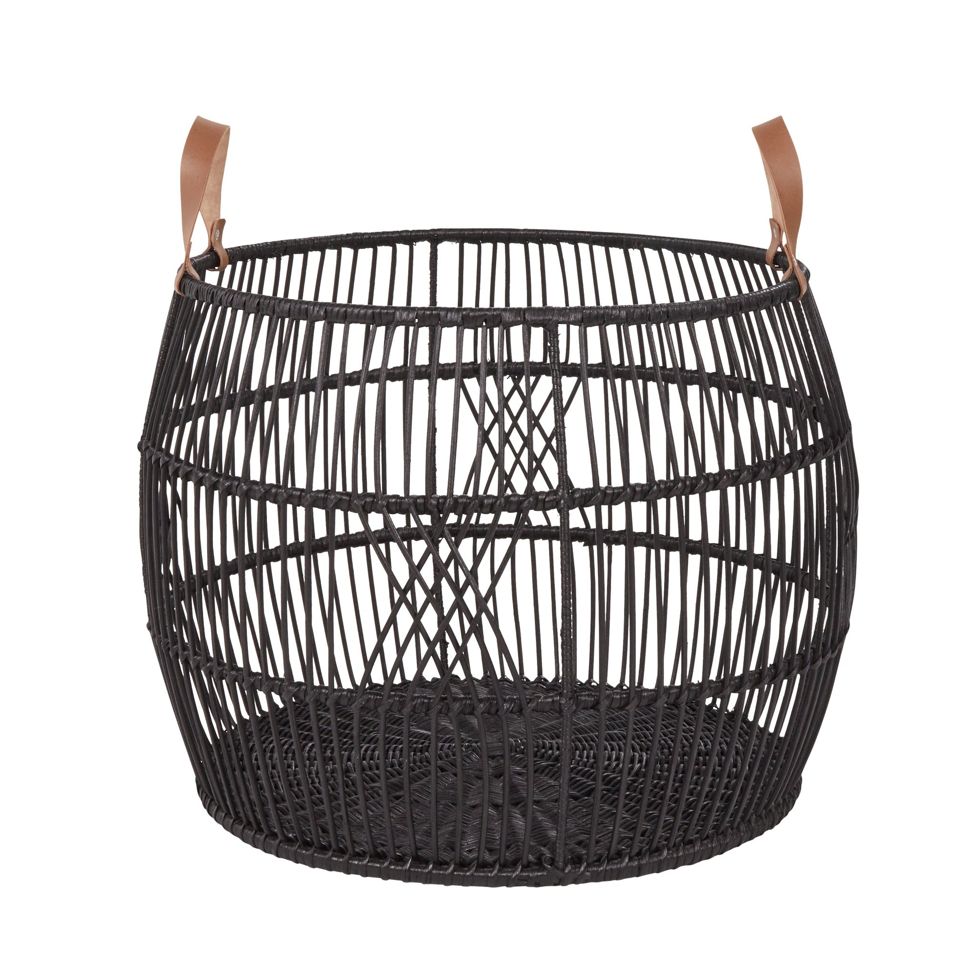 Rattan Iron Basket - Black - Medium
