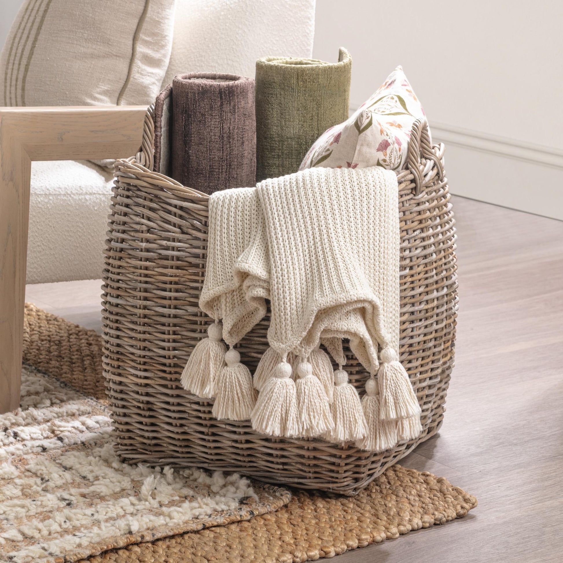 Kubu Rattan Tall Basket - Gray