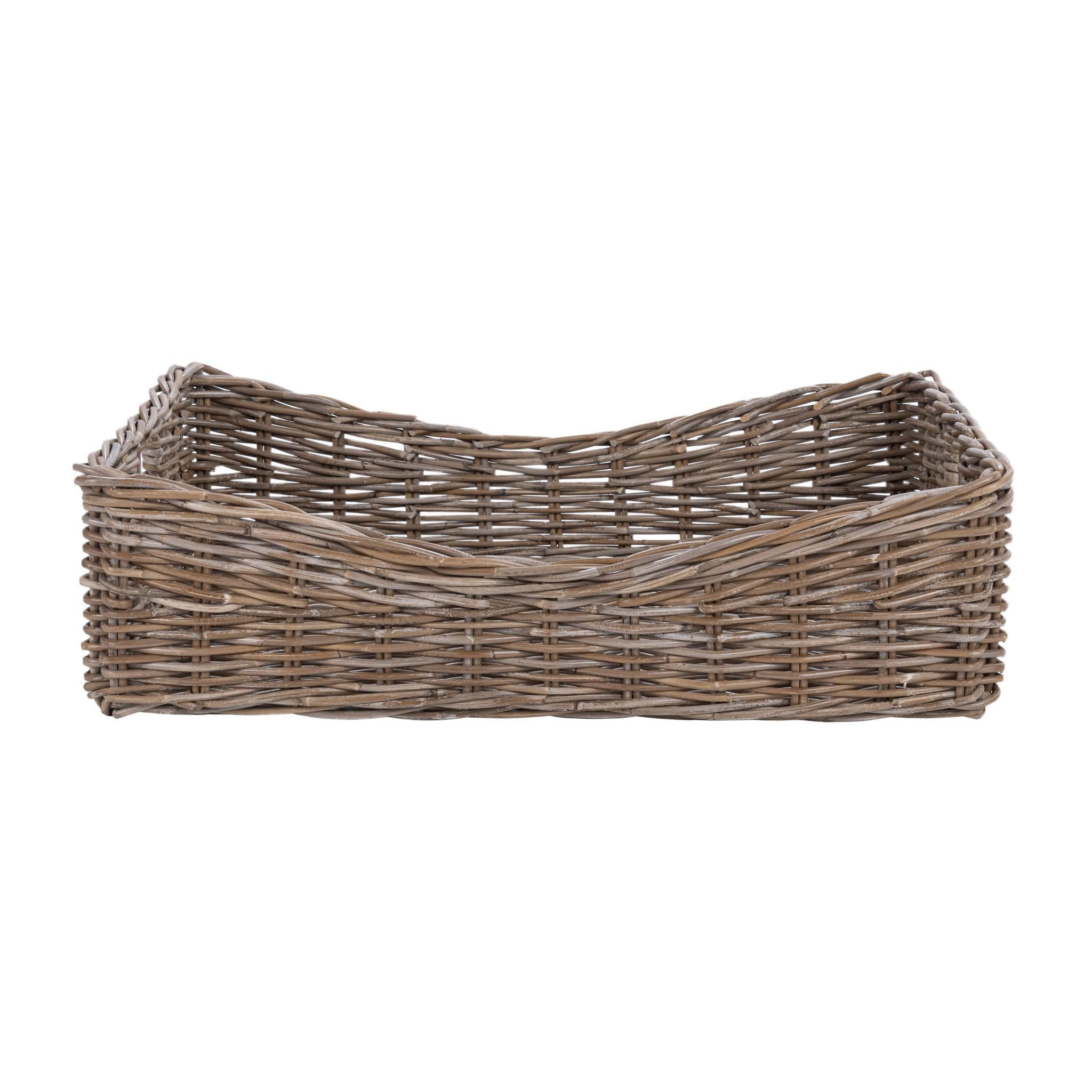 Kubu Rattan Short Basket - Gray