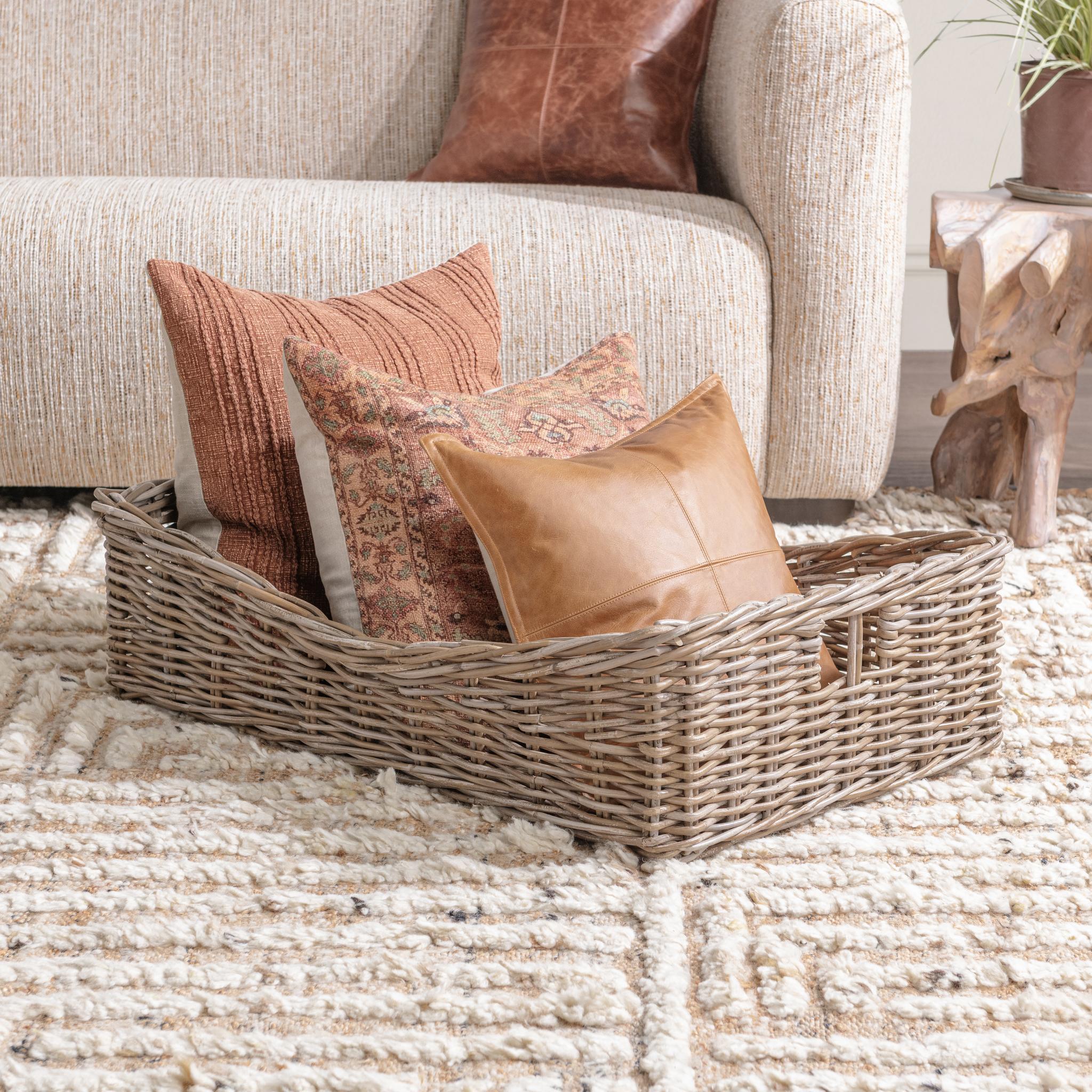 Kubu Rattan Short Basket - Gray