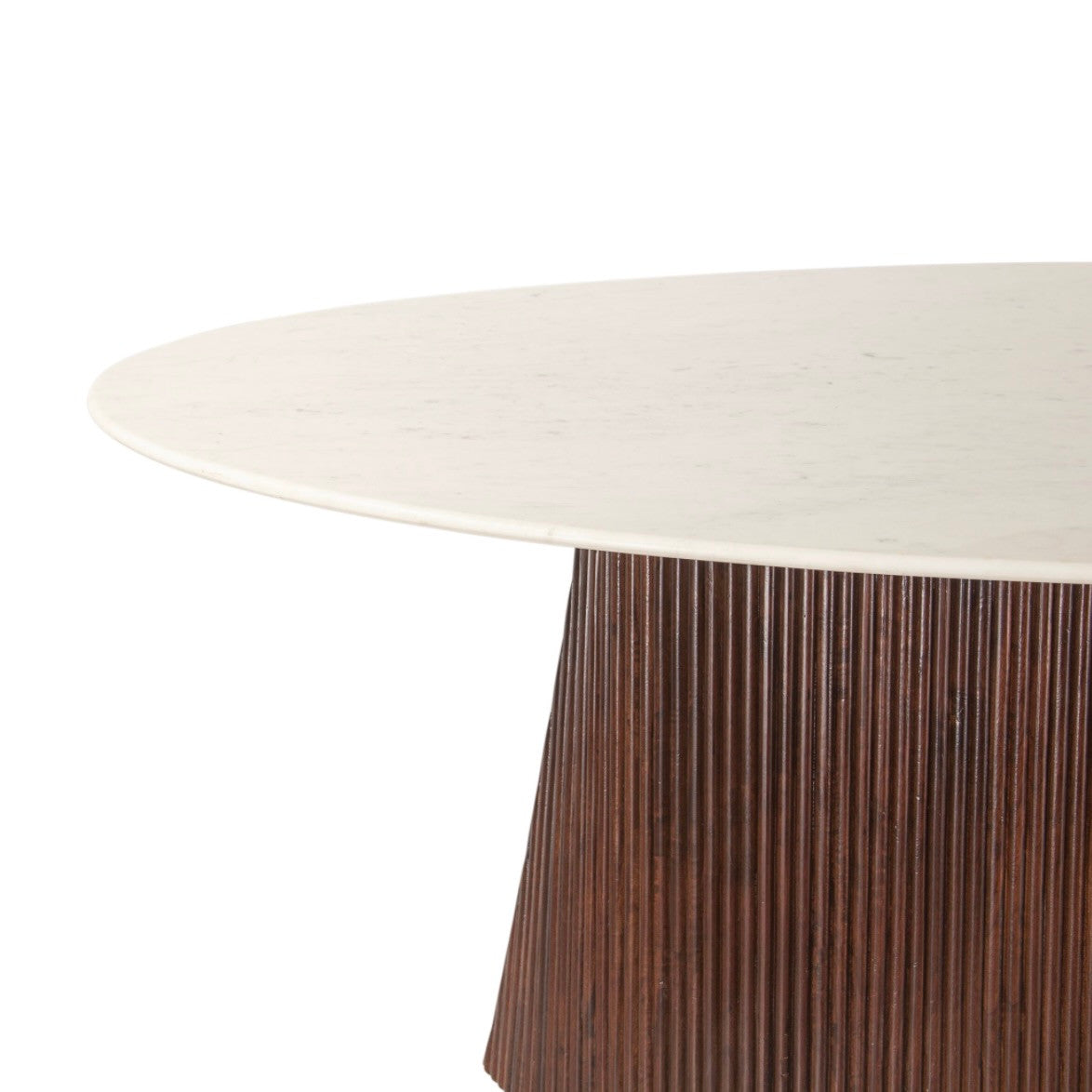 Iris Mango Wood and White Marble Oval Dining Table 90"