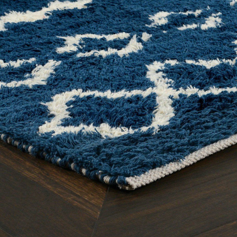 Bohemian Prussian Blue Shag Area Rugs