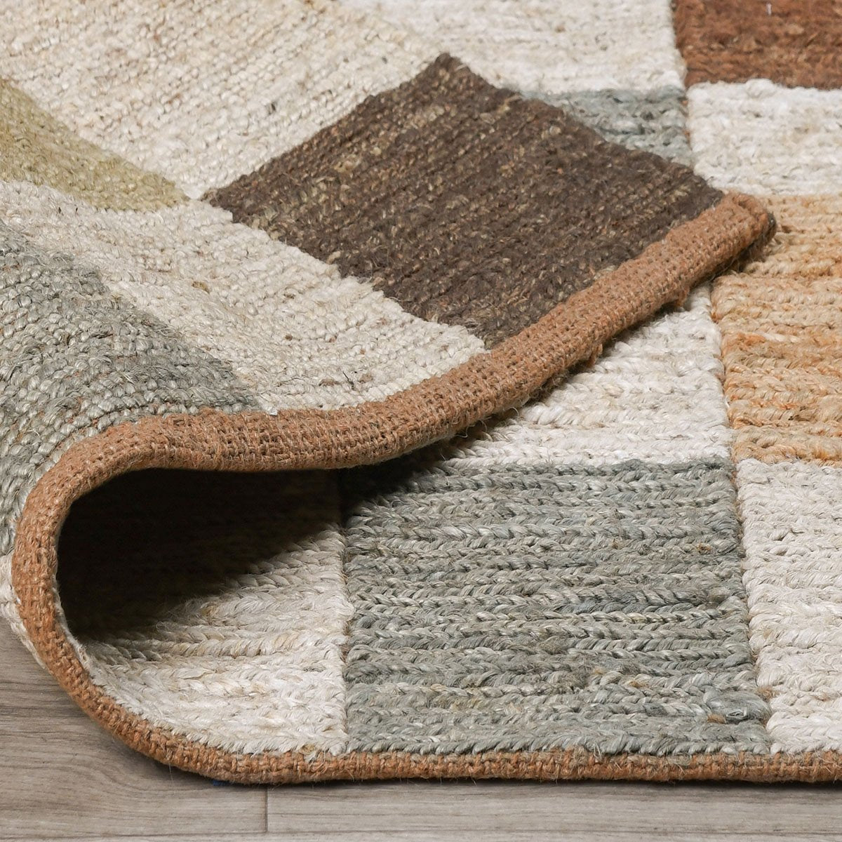 Soumak Jute Rug - Check Natural Multi - 2'x3'