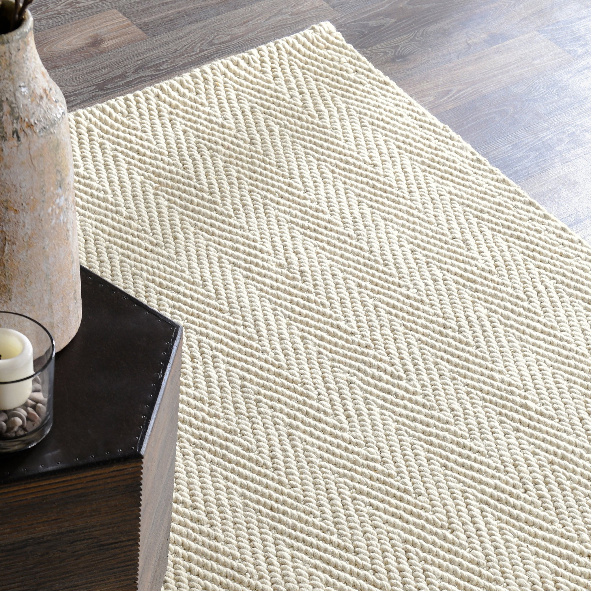 Herringbone Wool/Jute Rug - Ivory - 5'x8'