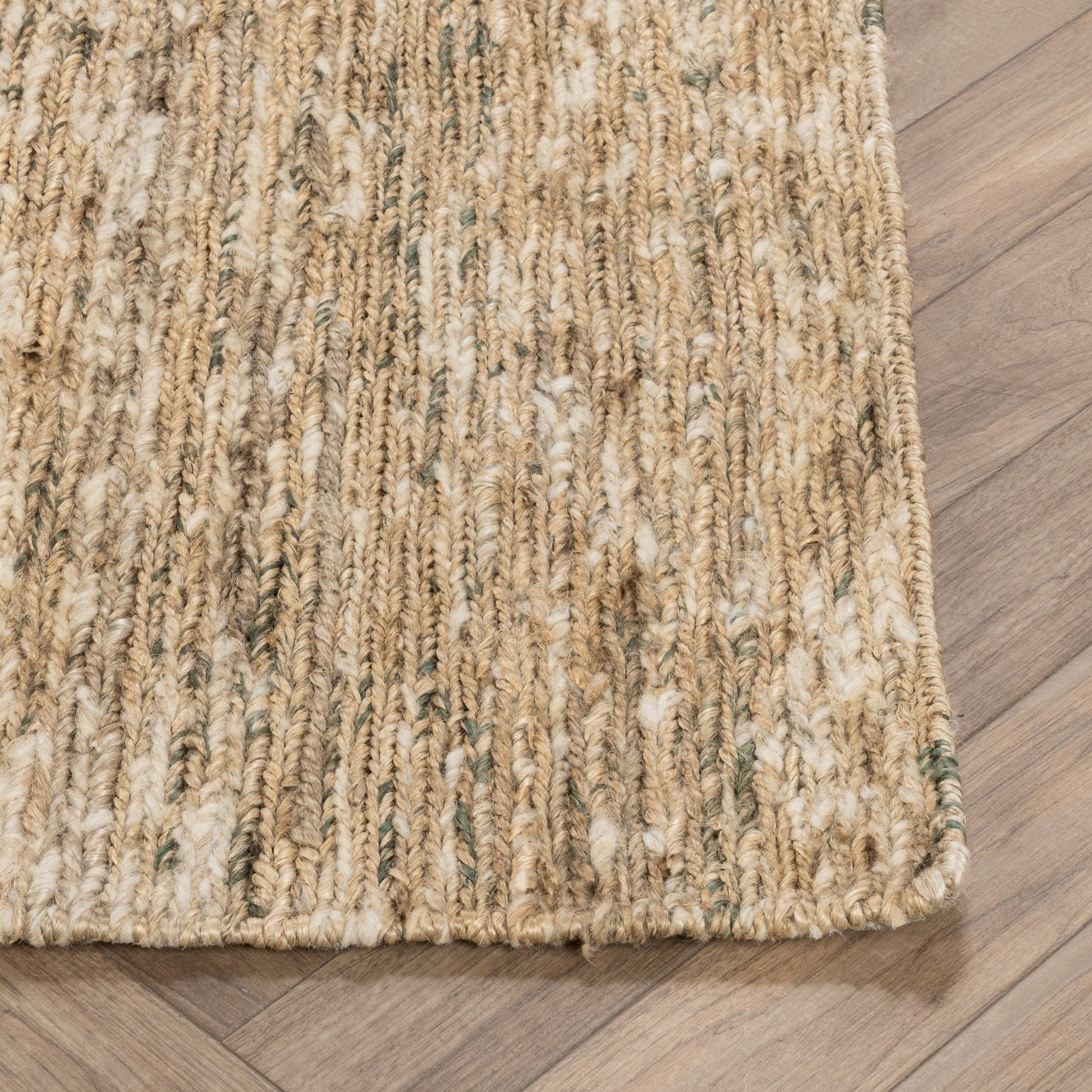 Hayward Soumak Jute Rug -Natural/Green - 2'x3'