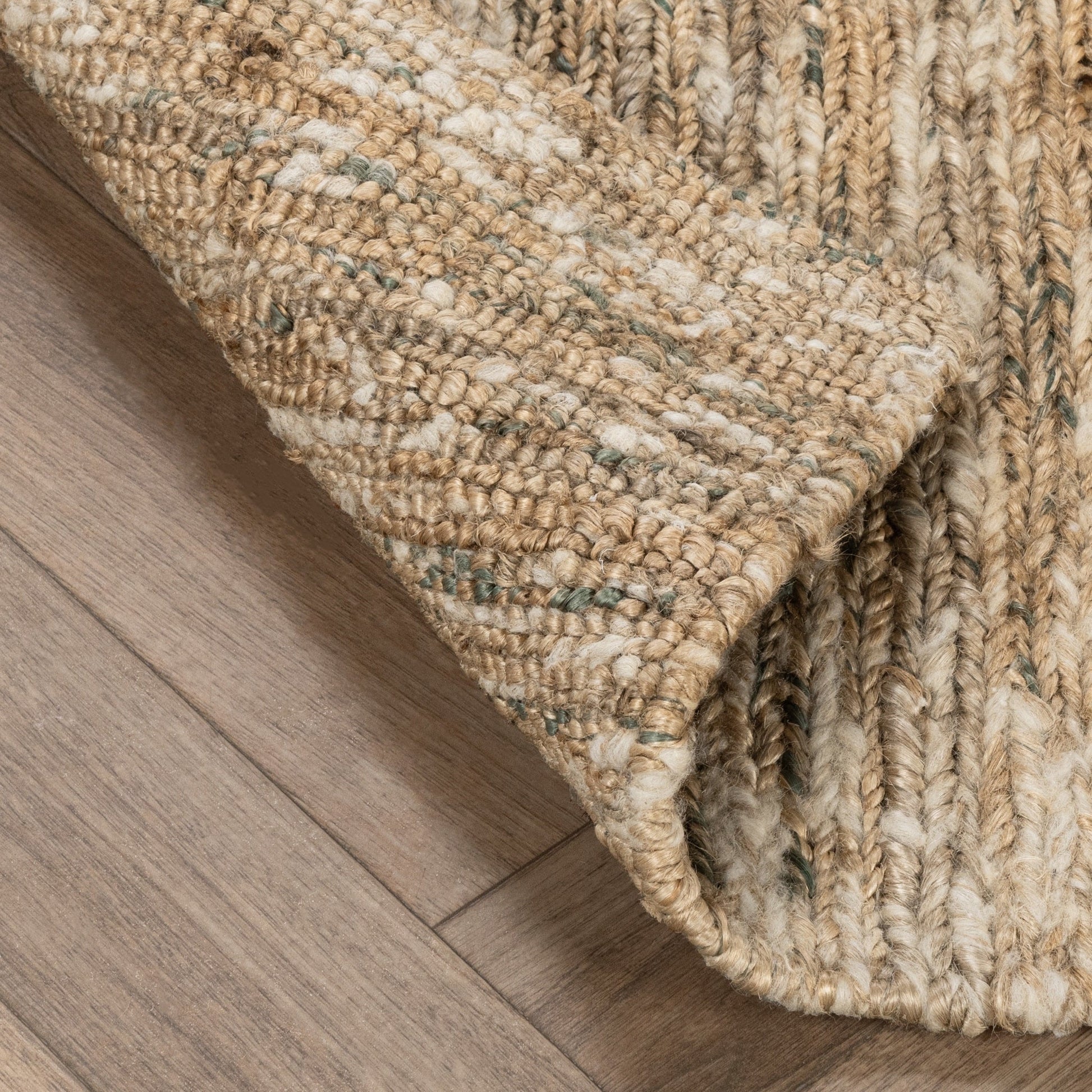 Hayward Soumak Jute Rug -Natural/Green - 2'x3'