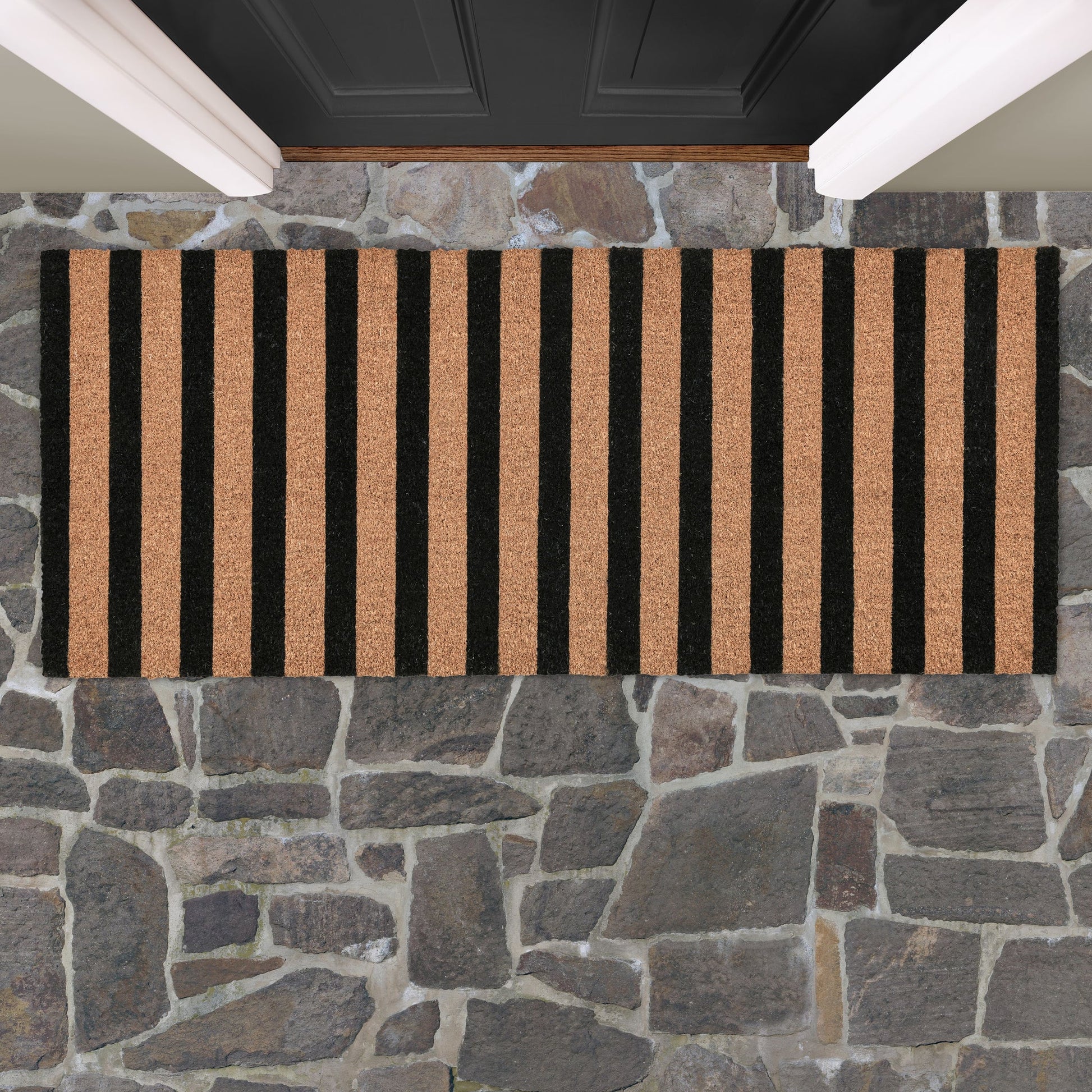 Striped Doormat 24x57 - Black/Natural - 24"x57"