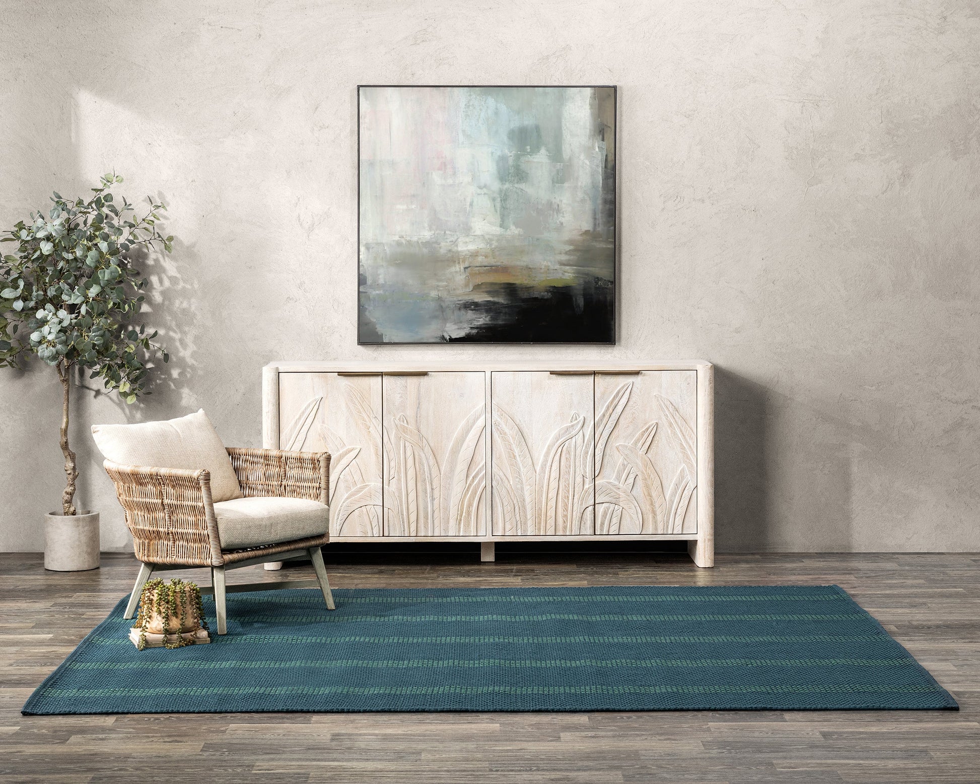 Performance Sorrento Stripe Rug - Deep Blue/Green - 2'x3'