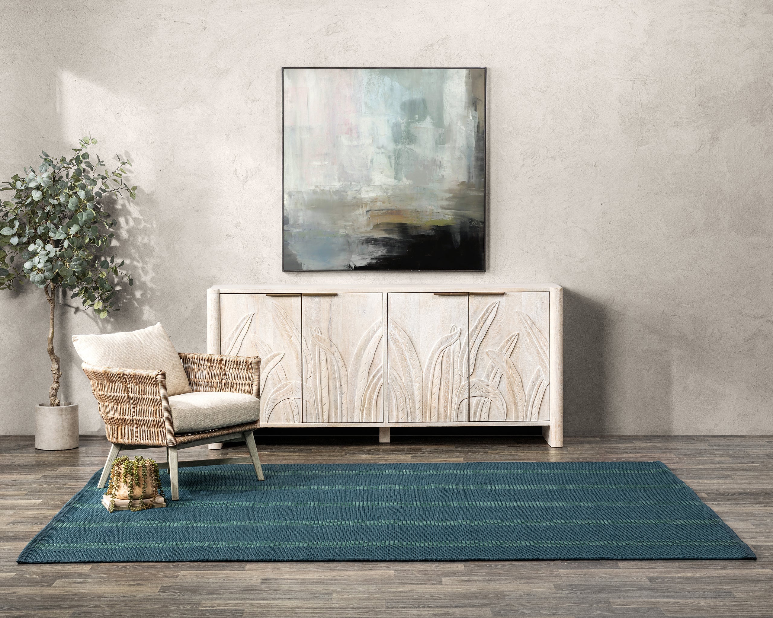 Performance Sorrento Stripe Rug - Deep Blue/Green - 2'x3'