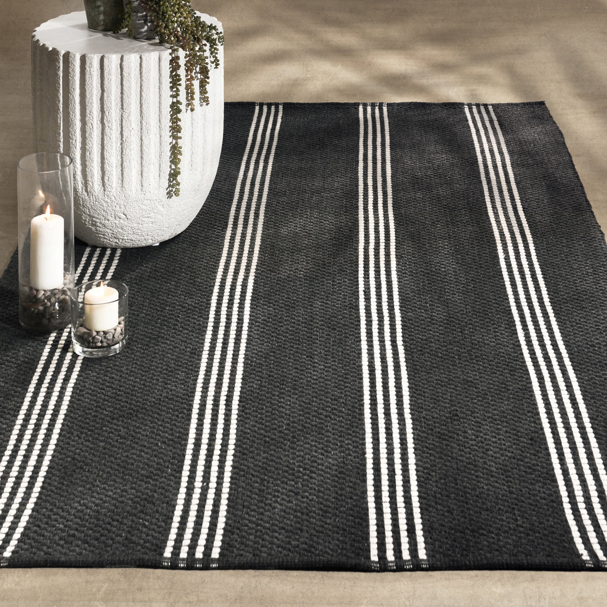 Performance Sorrento Stripe Rug - Charcoal/Ivory - 2.6'x8'