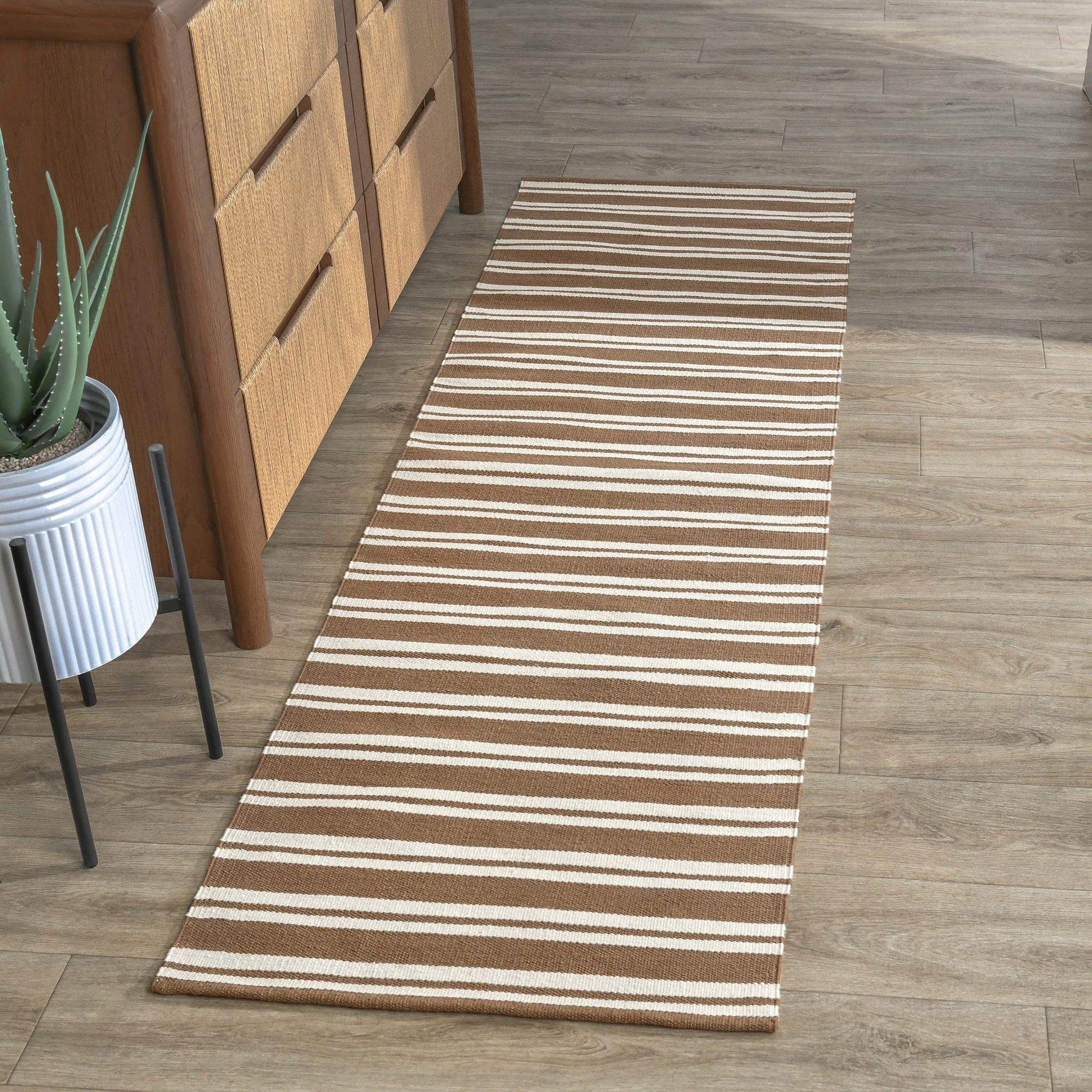 Performance Palma Stripe Rug - Coconut Brown/Ivory - 2.6'x8'