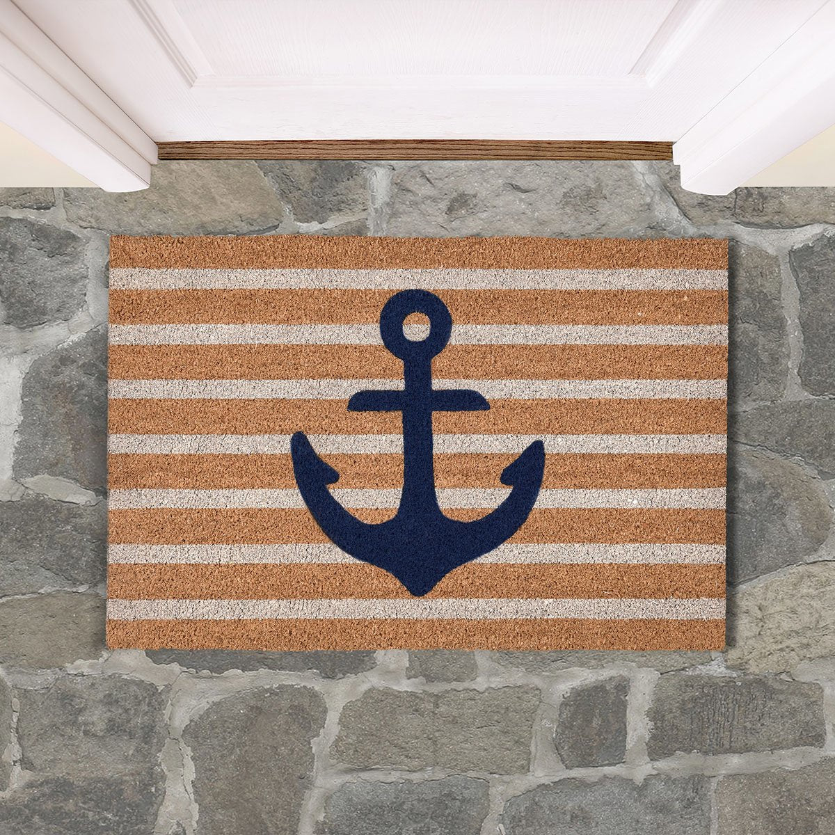 Anchors Away Doormat 24x36 - Navy/Natural