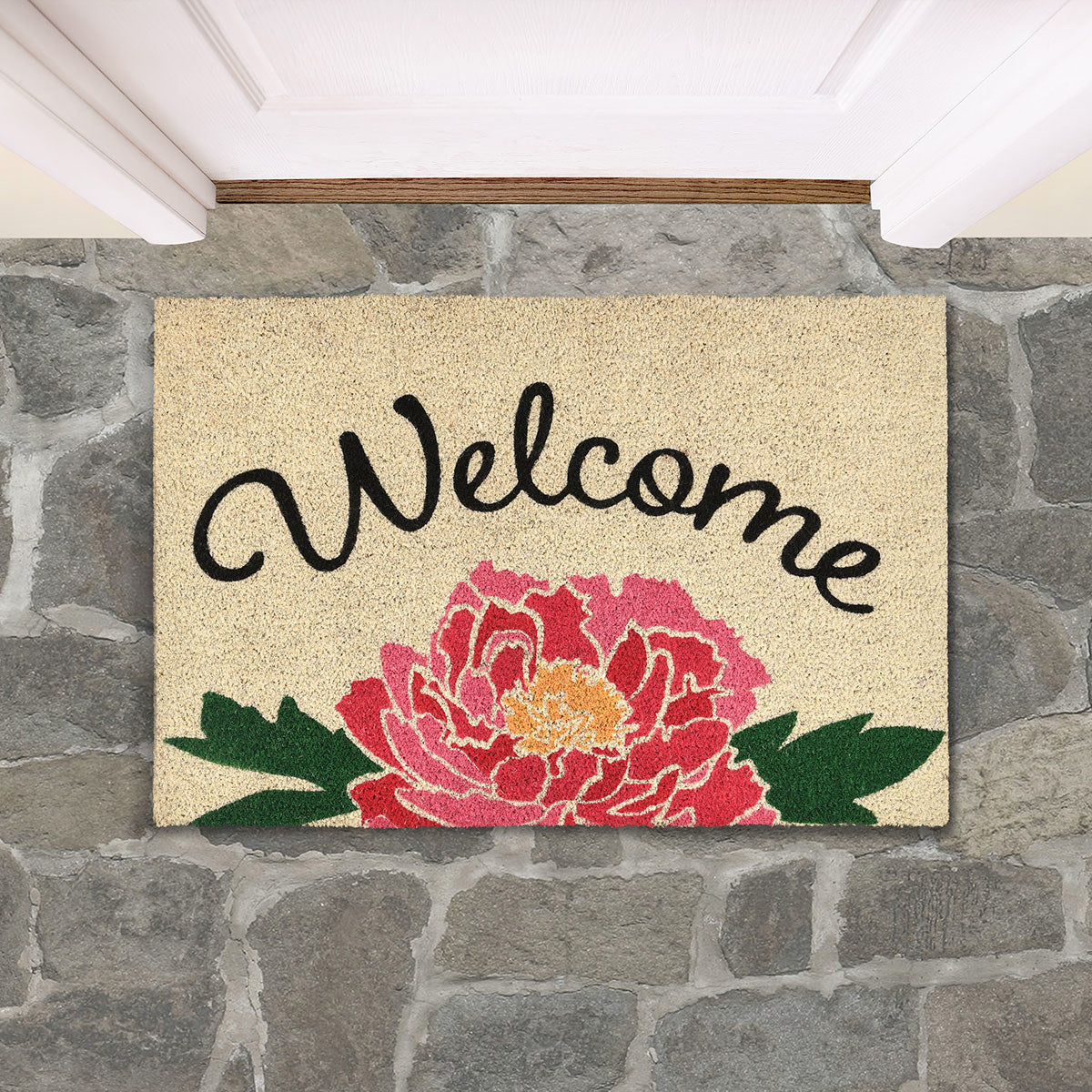 Welcome Doormat 24x36 - Peony