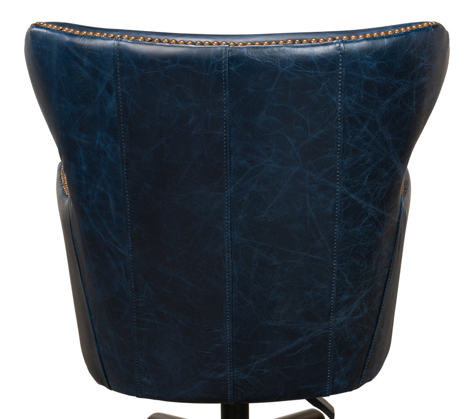 Andrew Jackson Desk Chair, Chateau Blue by Sarreid Ltd - view 9