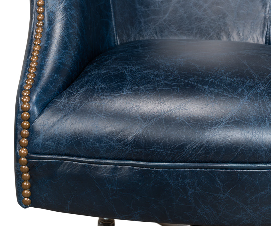 Andrew Jackson Desk Chair, Chateau Blue by Sarreid Ltd - view 10