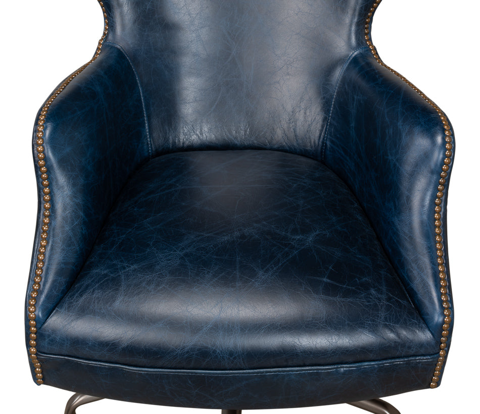 Andrew Jackson Desk Chair, Chateau Blue by Sarreid Ltd - view 11