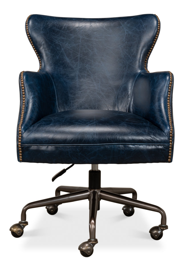 Andrew Jackson Desk Chair, Chateau Blue by Sarreid Ltd - view 2