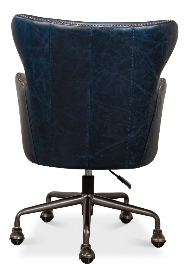 Andrew Jackson Desk Chair, Chateau Blue by Sarreid Ltd - view 4